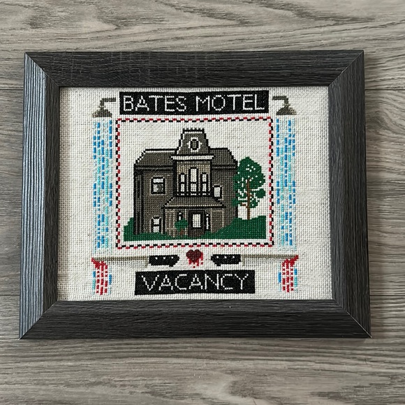 Handmade Cross Stitch - 8 x 10” - Bates Motel Psycho Norman Bates